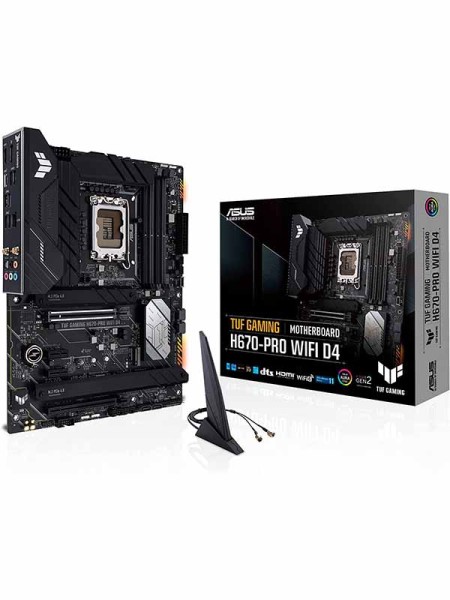 Asus TUF Gaming H670-PRO WIFI D4 Intel 12th Gen LGA 1700 ATX motherboard with PCIe 5.0 slot, four PCIe 4.0 M.2 slots